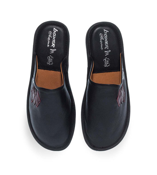 Women's Leather House Slippers Boxer 68026-10011