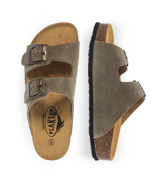 Womens Leather sandals Plakton 340010 Light Kaki 717 X