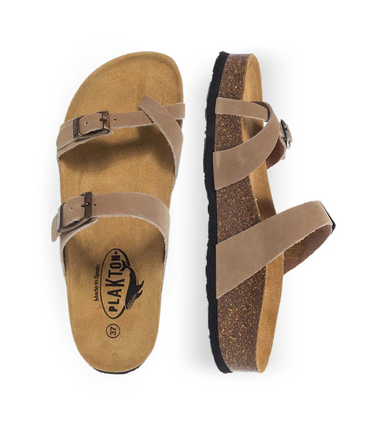 Womens Leather sandals Plakton 341032 Taupe