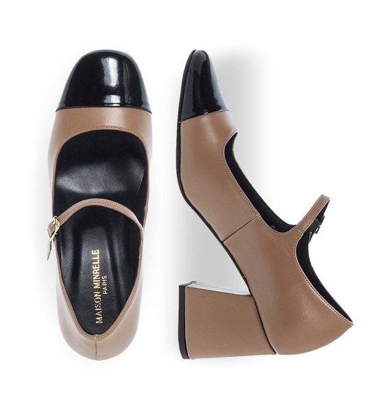 Womens Leather Mary Jane Shoes Maison Minrelle 13230009