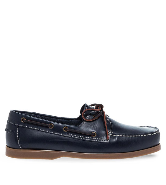 Men's Leather Boat Shoes Ace W1884 - ΜΠΛΕ | Parex