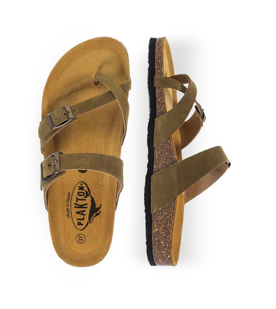 Γυναικεία Δερμάτινα Σανδάλια Plakton 181032 Military 312 X