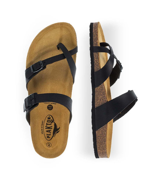 Womens Leather Sandals Plakton 171032 Negro