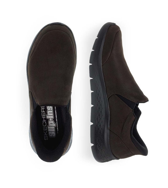 Mens Leather Slip On Shoes Skechers 216334_Choc