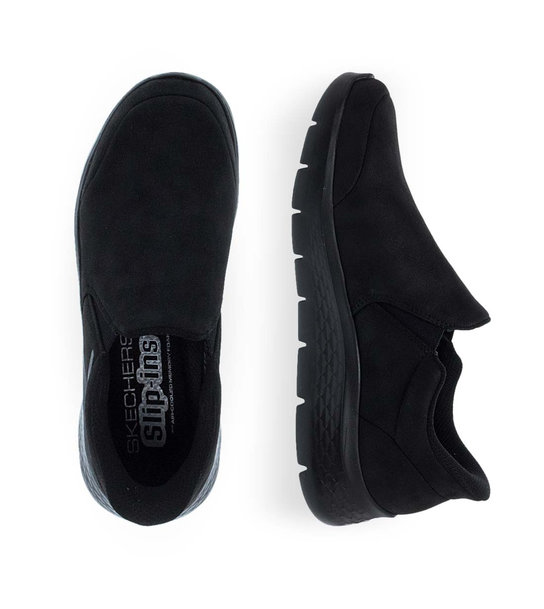 Mens Leather Slip On Shoes Skechers 216334_Bbk