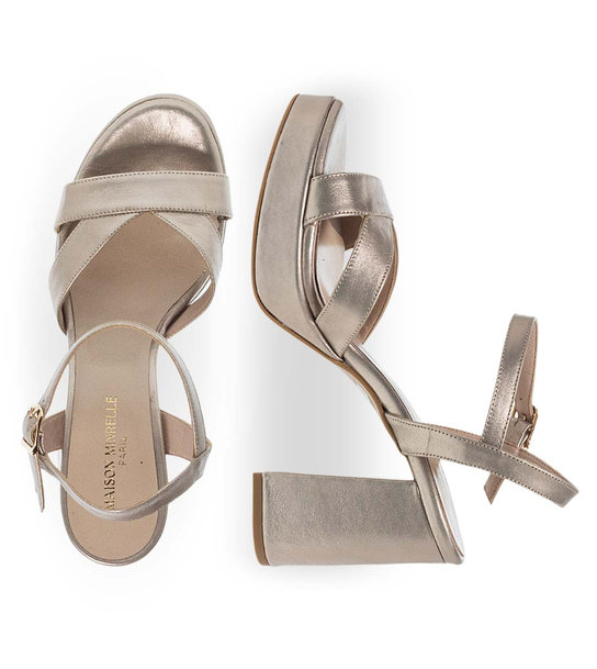 Womens Leather Heeled Sandals Maison Minrelle 11633284