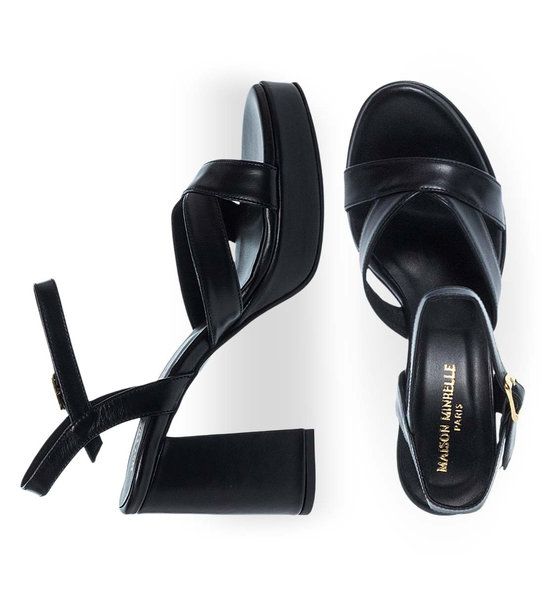 Womens Leather Heeled Sandals Maison Minrelle 11633284