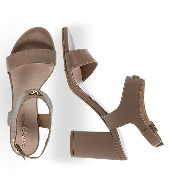 Womens Leather Heeled Sandals Maison Minrelle 11633232