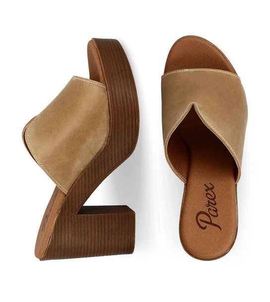 Womens Leather Heeled Mules Parex 13025007