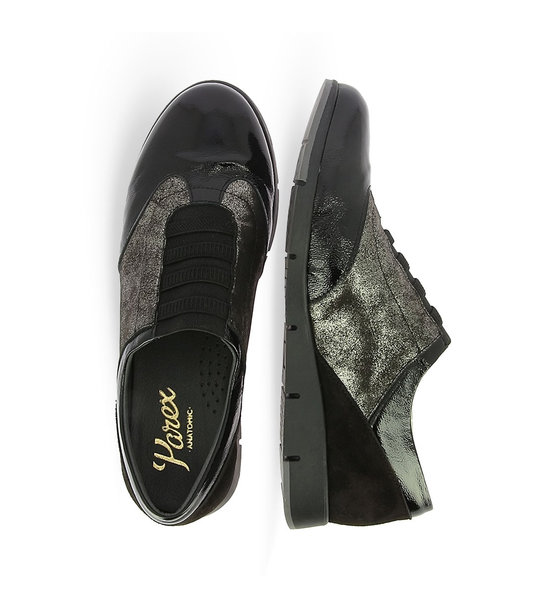 Γυναικείο Mεταλλικό Δερμάτινο Sneaker Με Λάστιχο PAREX