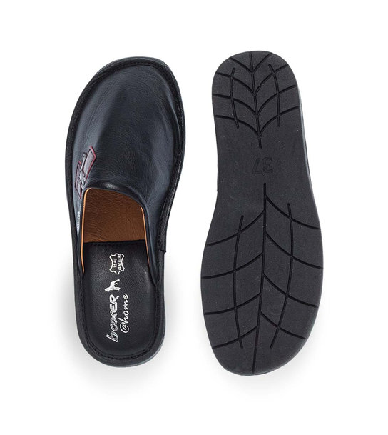 Womens Leather House Slippers Boxer 68032-10011