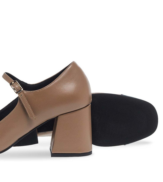 Womens Leather Mary Jane Shoes Maison Minrelle 13230009