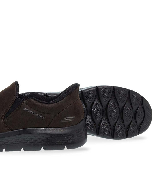 Mens Leather Slip On Shoes Skechers 216334_Choc