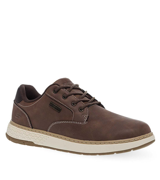 skechers mens brown leather lace up casual shoes