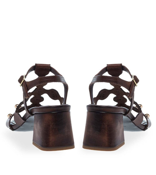 Womens Leather Heeled Sandals Maison Minrelle 11633151