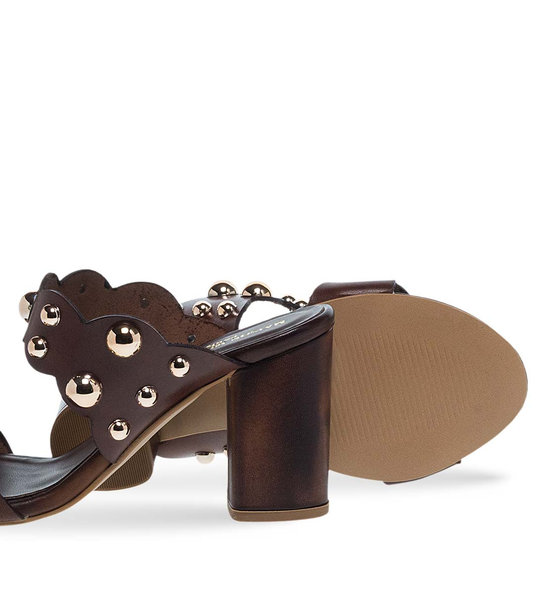 Womens Leather Heeled Sandals Maison Minrelle 11633146