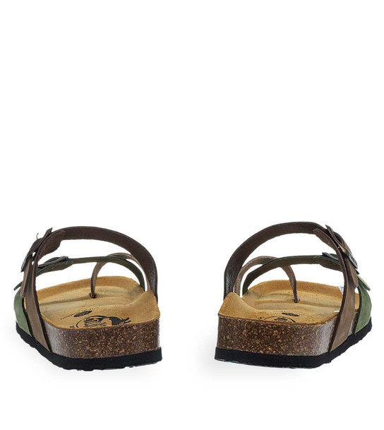 Womens Leather Sandals Plakton 181032 Oliva/Cuero/Hielo