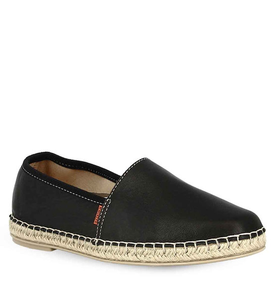 Women's Leather Espadrilles Ragazza 0201 Δερμα - BLACK | Parex
