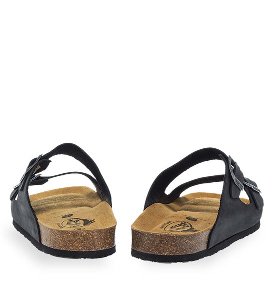 Mens Leather Sandals Two Straps Plakton 175857 Negro