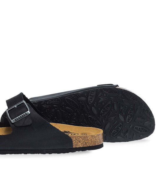 Mens Leather Sandals Two Straps Plakton 175857 Negro