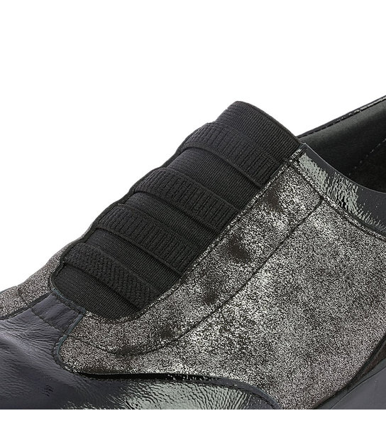 Γυναικείο Mεταλλικό Δερμάτινο Sneaker Με Λάστιχο PAREX