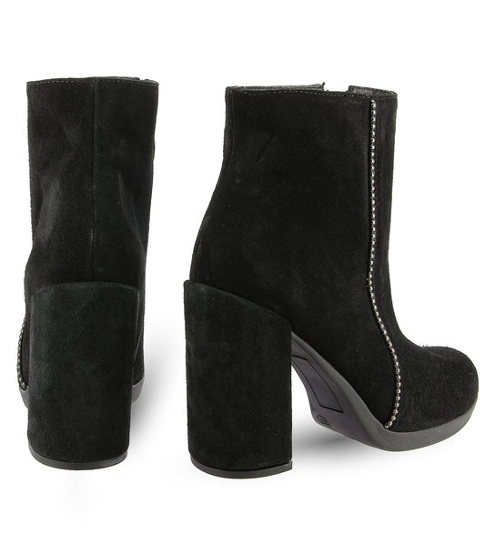 Womens Suede Leather Heeled Ankle Boots Parex
