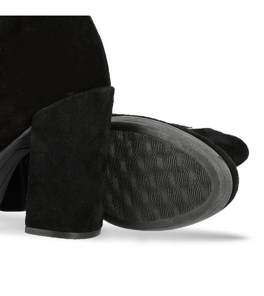 Womens Suede Leather Heeled Ankle Boots Parex